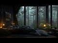 Relaxing Music for Sleeping in a Warm Room at Night - Stress Relief, Deep Sleep Music, Rain Sound