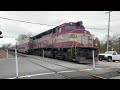 MBTA Train in Shirley, MA with Lots of Horns (3/9/24)