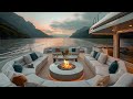 Melodious Jazz & Warm Fireplace Sounds - Gentle Jazz Tunes In A Luxury Yacht Space To Mood Elevation