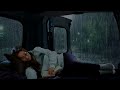 Heavy Stormy Night with Torrential Rainstorm on the camping car window at night & for Insomnia, ASMR