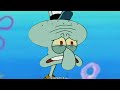 Squidward runs away from SpongeBob and Patrick