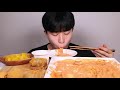 ASMR MUKBANG Korean Rose Tteokbokki(rice cake) sweet cheeseball corndog Eating sound