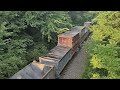 A long eastbound Ohio Central manifest train near West Lafayette.