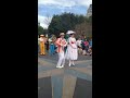 Mary Poppins performs in front of Disney Castle