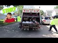 Playing on our Kid Garbage Truck and chasing real Trash Trucks | Recycle Garbage Truck Compilation