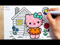 Hello Kitty and House Drawing, Painting & Coloring For Kids and Toddlers_ Child Art