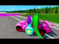 TRANSPORTING PIXAR CARS & FRUITS WITH COLORED & JOHN DEERE vs CLAAS vs TRACTORS - BeamNG.drive #983