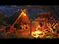 Campfire Ambience in the Forest at Night | 4K Relaxing Nature Sounds