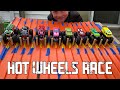 Monster Jam Toys & Hot Wheels Monster Trucks - 64 MONSTER TRUCKS Super 16 LANE Race COMPILATION