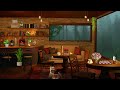 Cozy Coffee Shop 4K, Fireplace, Rain Scene | Smooth Jazz Piano music helps relax and chill