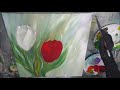 Floral Painting Demo in Acrylics/Blumen malen in Acryl/V287/Tulpen