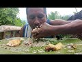 enjoying mukbang with fish. and egg fry in local style