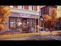 Autumn Day in Cozy Street Coffee Shop with Background Instrumental to Relax, Study, Work