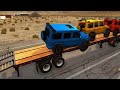 TRANSPORTING PIXAR CARS & FRUITS WITH COLORED & JOHN DEERE vs CLAAS vs TRACTORS - BeamNG.drive