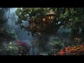 Garden Treehouse in Rain 🌧️  Lofi HipHop / Ambient 🎧 Lofi Rain [Beats To Relax / Piano]