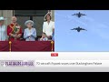 Queen and royals watch flypast on Buckingham Palace balcony