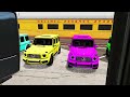 TRANSPORTING PIXAR CARS & FRUITS WITH COLORED & JOHN DEERE vs CLAAS vs TRACTORS - BeamNG.drive