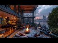 Soft Jazz Instrumental Music for Work, Study | Outdoor Relaxing Space with New York City View