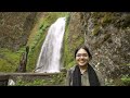Farbin Visiting Wahkeena Falls in Pacific Northwest
