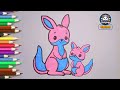 Kangaroo drawing | How to draw Baby Kangaroo with her Mother Kangaroo Step by step for kids