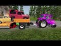 Double Flatbed Trailer Truck vs Speedbumps | Train vs Cars | Tractor vs Train | BeamNG.Drive #8