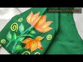 Easy Hand Painted Blouse Design | Easy Flower Painting on Blouse|Fabric Colour Used| Timelapes Video