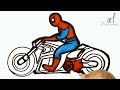 Quick and Easy Spiderman Motorcycle Drawing Tutorial