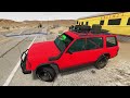 Flatbed Trailer Mercedes McQueen Cars Transportation with Truck - Pothole vs Car #29 - BeamNG.Drive