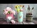 Desk organizers from Waste Materials | Home/ Room Decorating Ideas | Pen Stand making