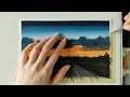 Sunset Landscape Painting with Gouache