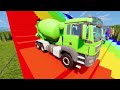 TRANSPORTING PIXAR CARS & FRUITS WITH COLORED & JOHN DEERE vs CLAAS vs TRACTORS - BeamNG.drive