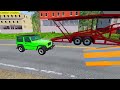 TRANSPORTING PIXAR CARS & FRUITS WITH COLORED & JOHN DEERE vs CLAAS vs TRACTORS - BeamNG.drive