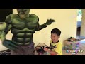 Toddler pranks HULK with giant spider! - Prank war with Skyheart's toys for kids avengers