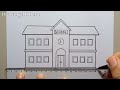 How to Draw an Easy School for Beginners | Drawing School