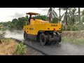 Proses Cepat Aspal Jalan dengan Alat Berat Canggih, Aspal Paver, Drum Roller, Stum, Dump Truck