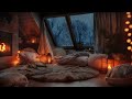 Rainy Attic Retreat - Cozy Space with Sleeping Cat and Fireplace