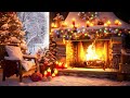 Relaxing Christmas Music Snow Falling 🎄 Cozy Christmas Fireplace Instrumental 🔥 Christmas Carols