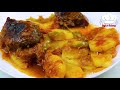 Meat casserole with onions and potatoes