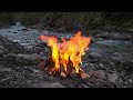 4K UHD Campfire by the River - 2h Relaxing Crackling Fire & Nature Sounds (High Quality)