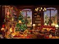 Relax with Instrumental Christmas Jazz Music & Cozy Fireplace 🔥 Cozy Winter Coffee Shop Ambience