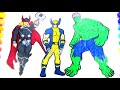 Spiderman Iron Man Captain America Wolverine Thor Hulk Coloring Pages | Superheros Coloring Pages