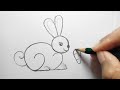 How to draw rabbit drawing from 22 number | Easy step by step drawing tutorial