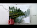 Misty Forest Waterfall | Step by Step Acrylic Painting Demo
