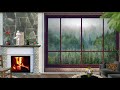 Crackling Fireplace | Rain & Distant Thunder storm Sounds to Relax & Sooth you