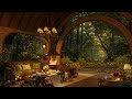 Cozy Summer Ambience for Reading with a Fireplace | Relaxing Jazz Scenery in Rainy Day 🍃