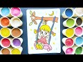 Sand painting coloring with girl