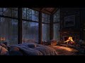 Thunderstorm, Rain & Crackling Fire in a Cozy Hut  - Nature Sounds - Sleep & Relax