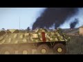 A convoy of 4,900 US and British troops in armored vehicles confronts a Russian T 90 tank crew