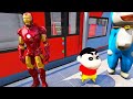 Franklin and Shinchan Start A New Trip Train Journey With Avengers Los Santos To Mountain in GTA V