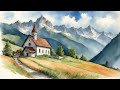 Healing_Calm music_watercolor_hill_country village